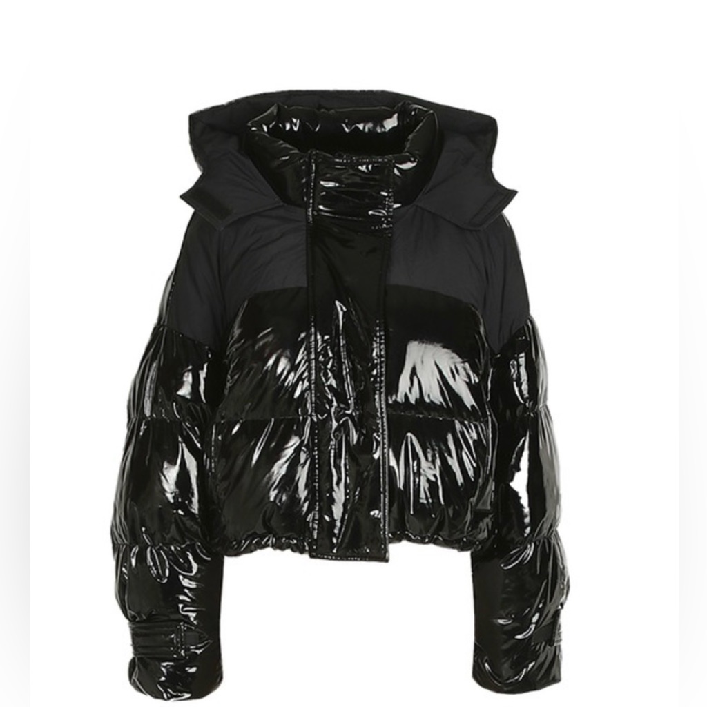 Boohoo X Megan Fox Black Puffy Jacket Size Us 4 Run Large